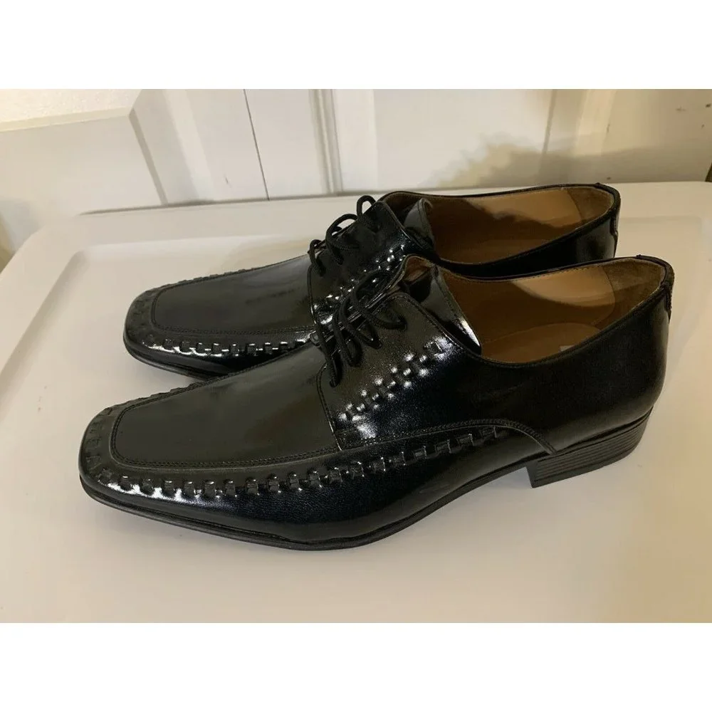 Yensa Men’s Sz‎ 10 Dress Shoes Black LACE UP OXFORDS